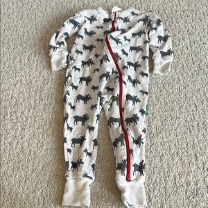 Kids Parade Organics One Piece with Moose Print and Red Zipper